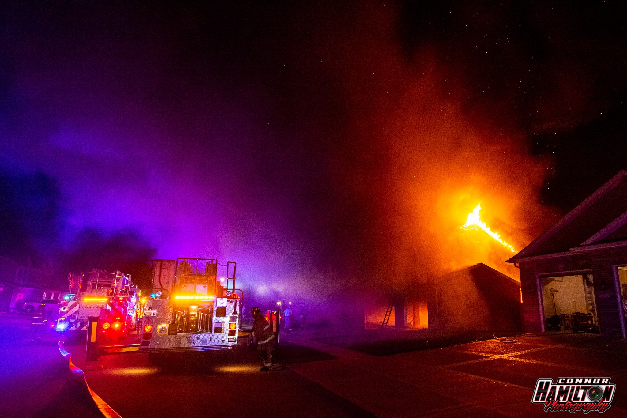 On 09/18/2020, the East Side Fire Department responded for a residential structure fire. Arriving units found the back of the residence and attic involved. Mutual aid was received from O’Fallon and Sw