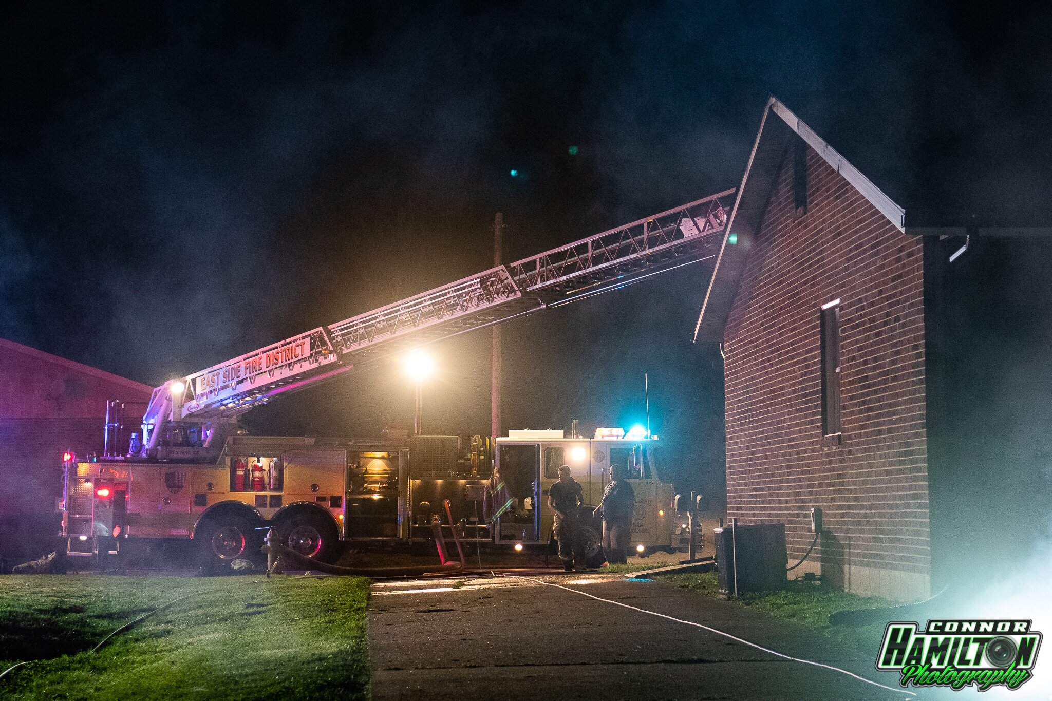  On 06/01/2020 the East Side Fire Department  was dispatched for a car port on fire with exposure to a residence. Upon arrival, firefighters located a carport fully involved in fire with fire extending into the attic of the residence. Mutual aid was 