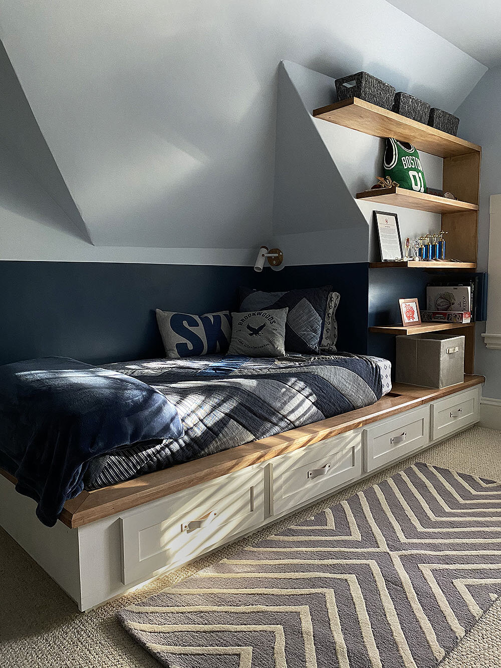 Teen Boy's Bedroom with Custom Loft Bed