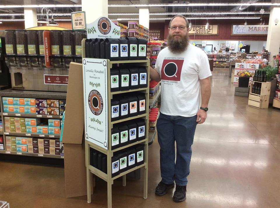 Wes Burton with his new coffee display at Fresh Thyme in Broad Ripple.
