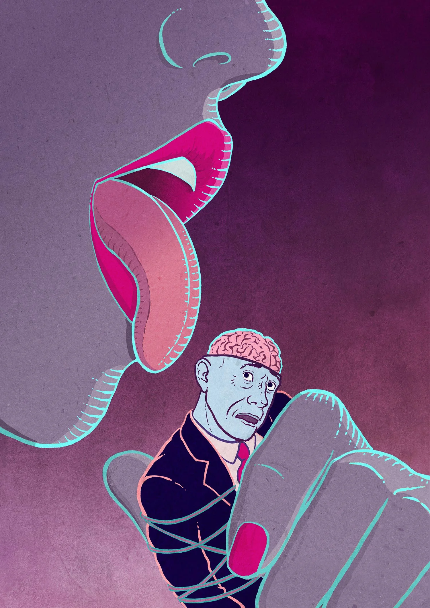 Brain licking illustration