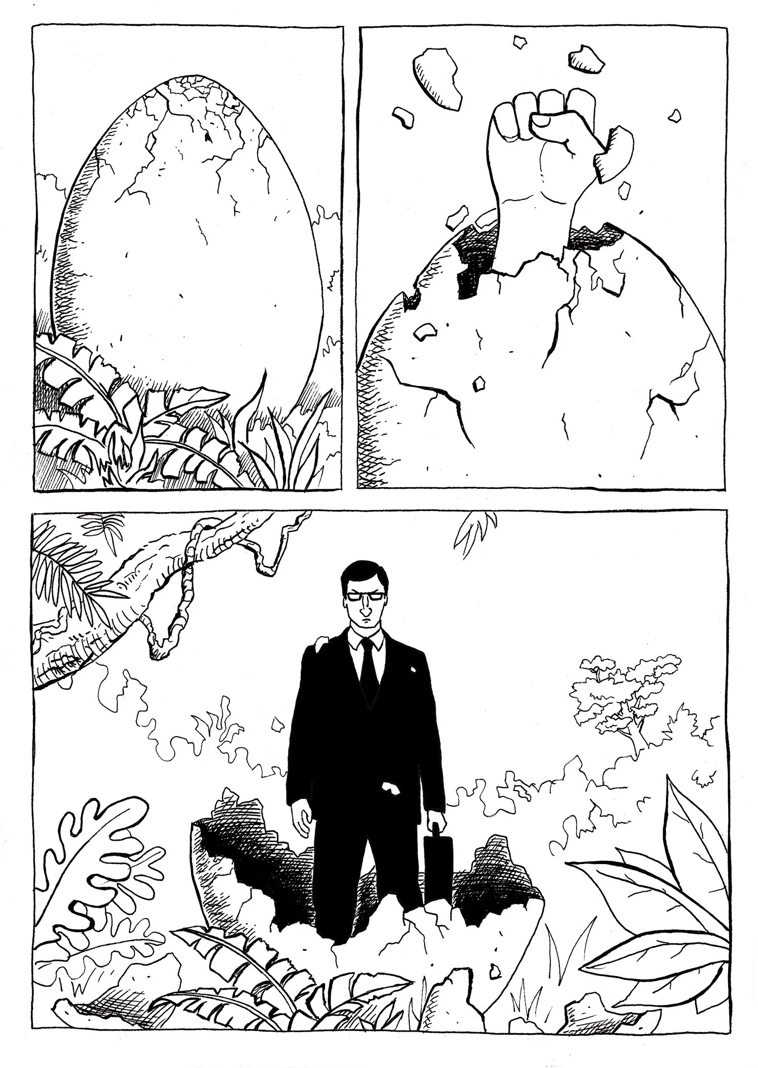 Businessman egg hatching