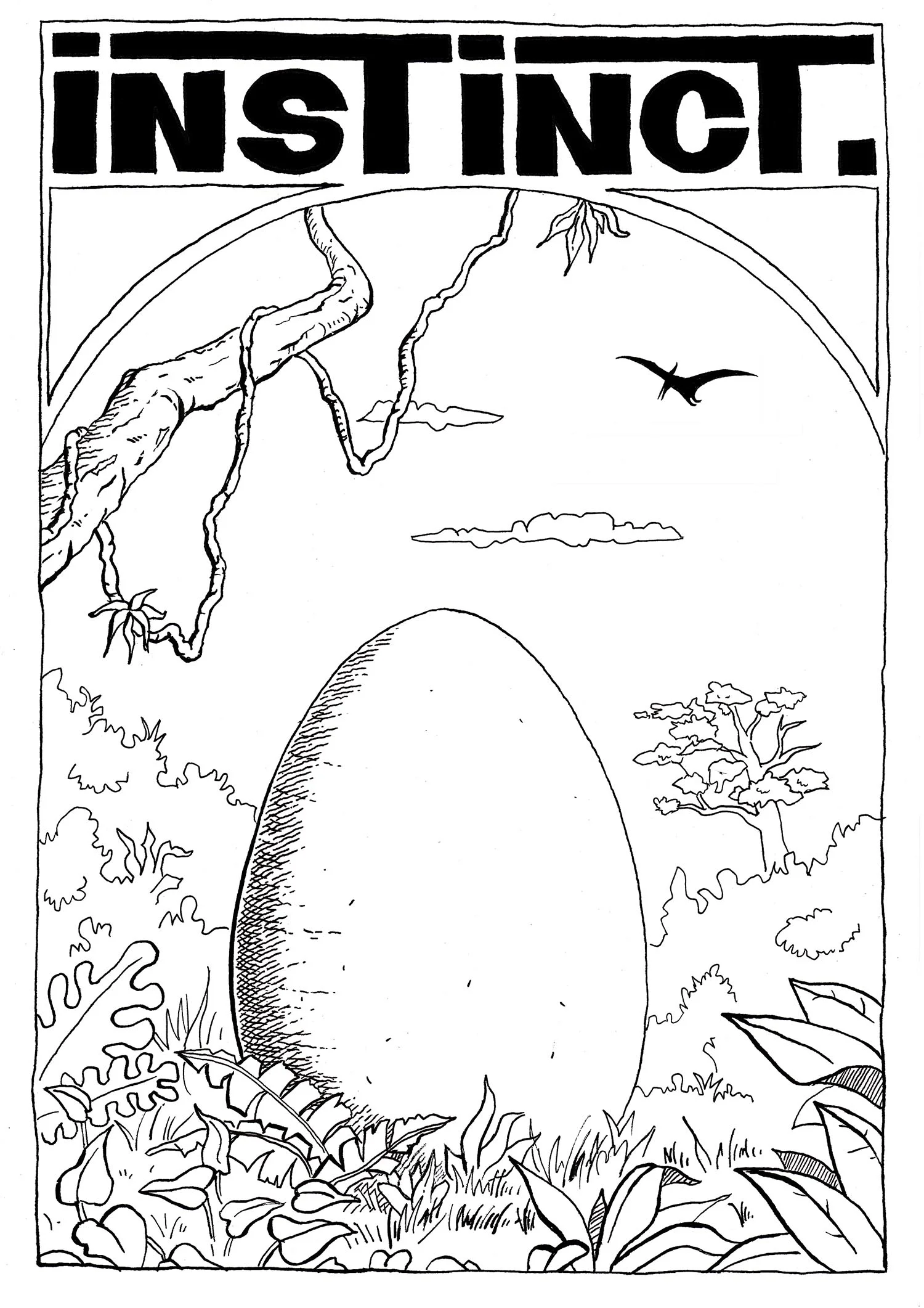 Giant dinosaur egg drawing