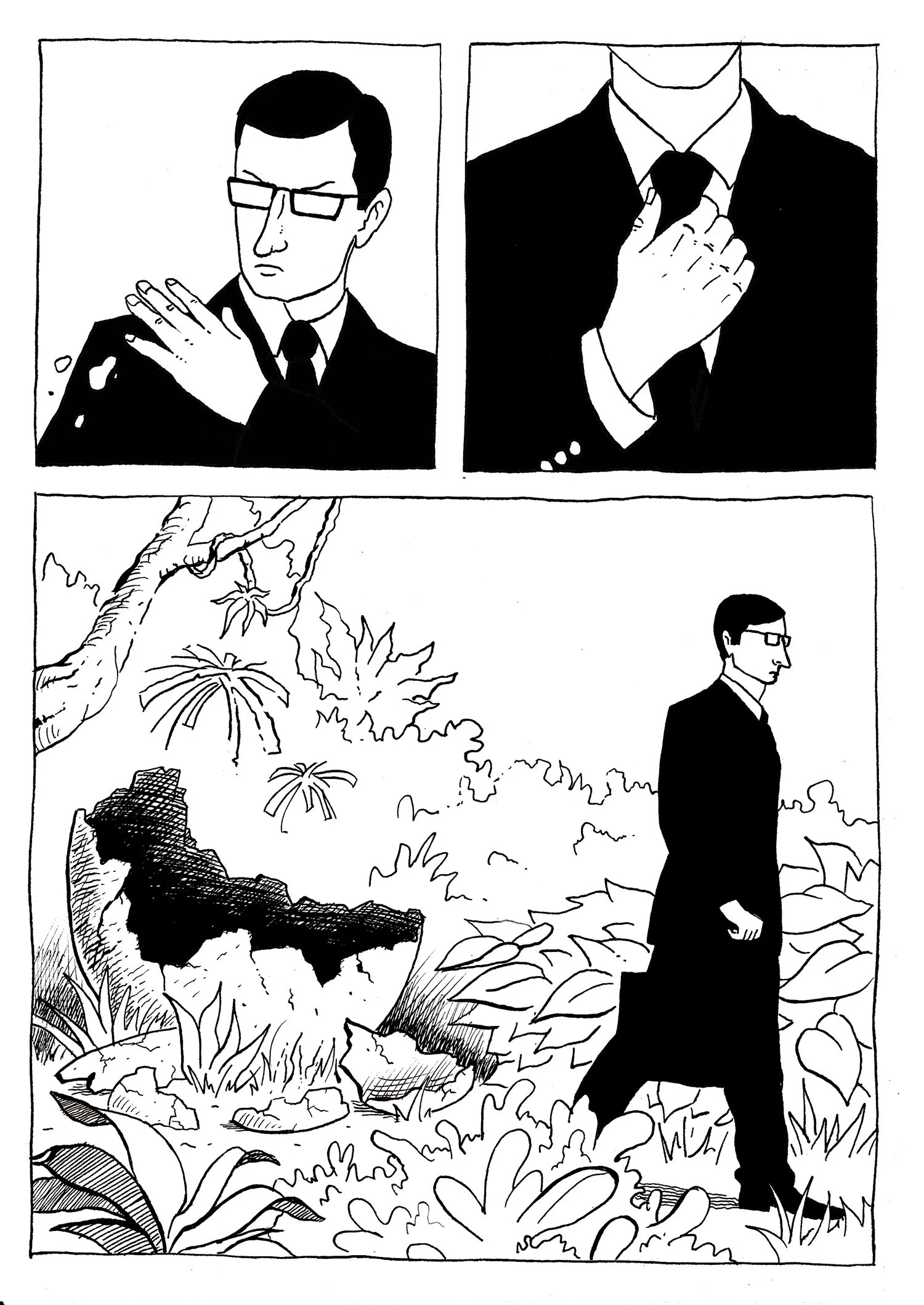 businessman in the jungle drawing