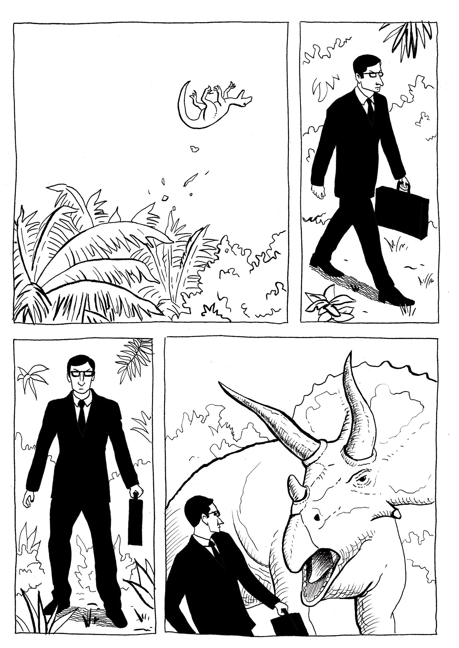 businessman versus triceratops