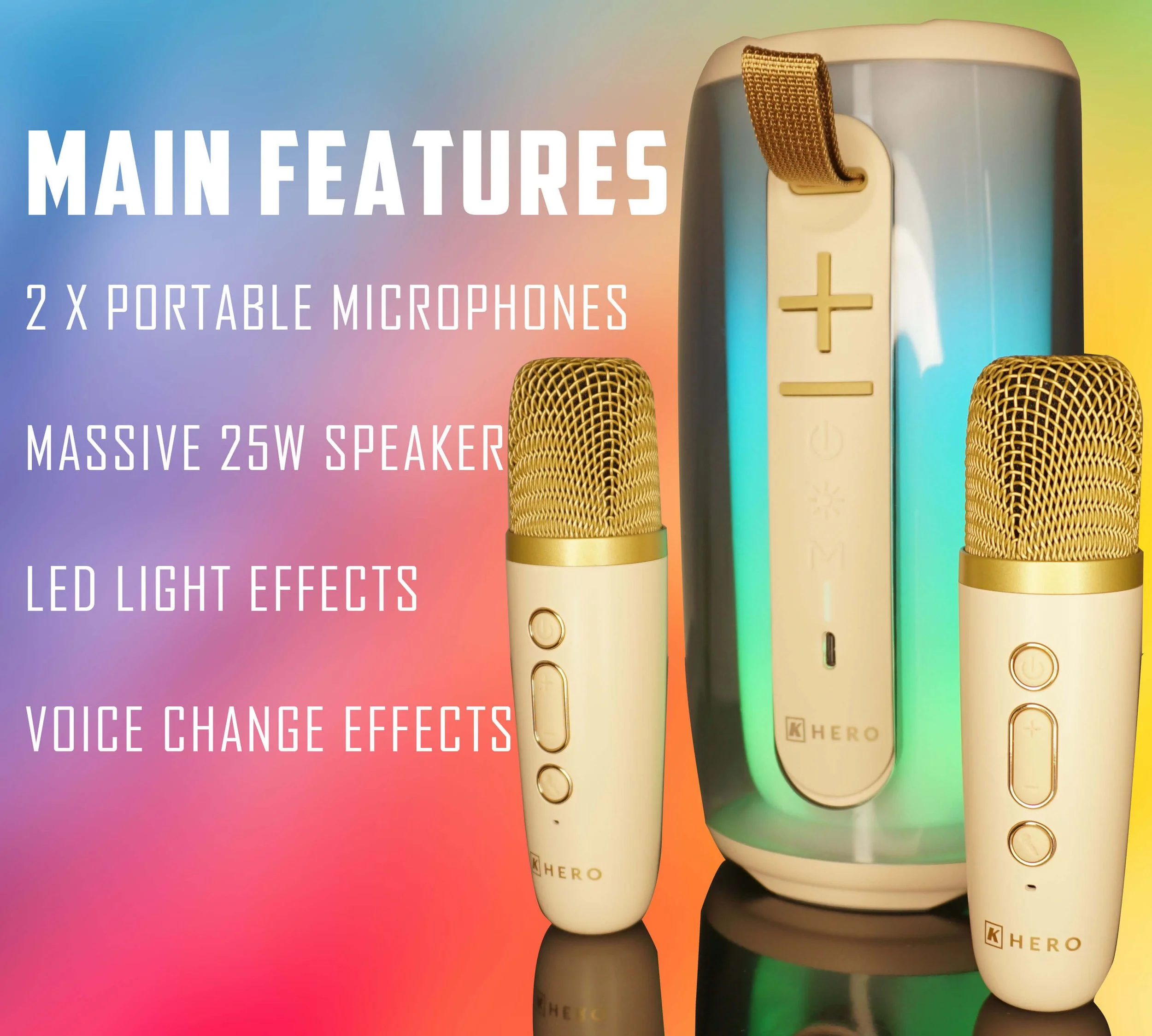 K Hero™ Duet Star Portable Karaoke Microphones & Speaker [Night Black ...