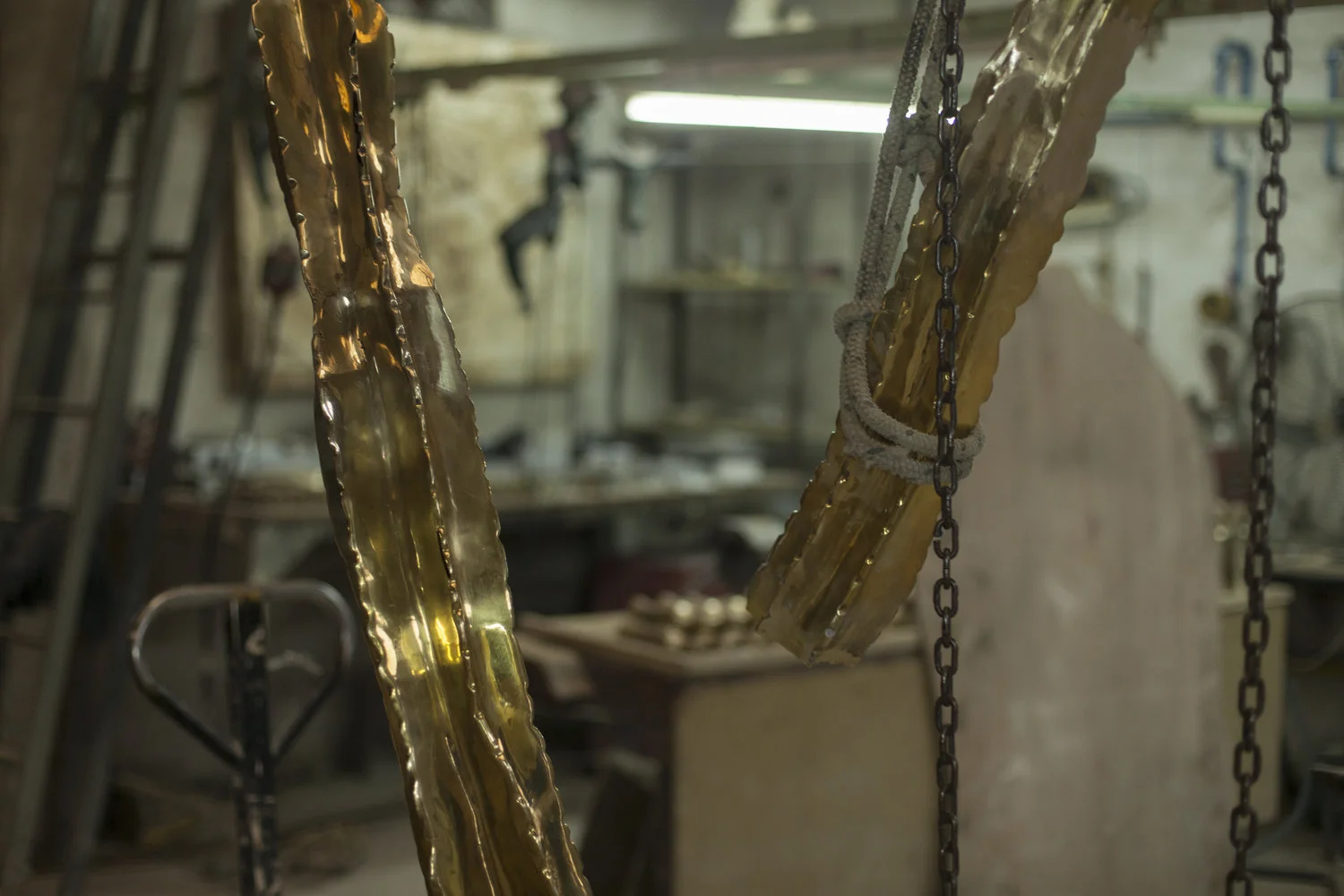 At the foundry where Luna Paiva manufactures her pieces, Buenos Aires, Argentina, June 2017.