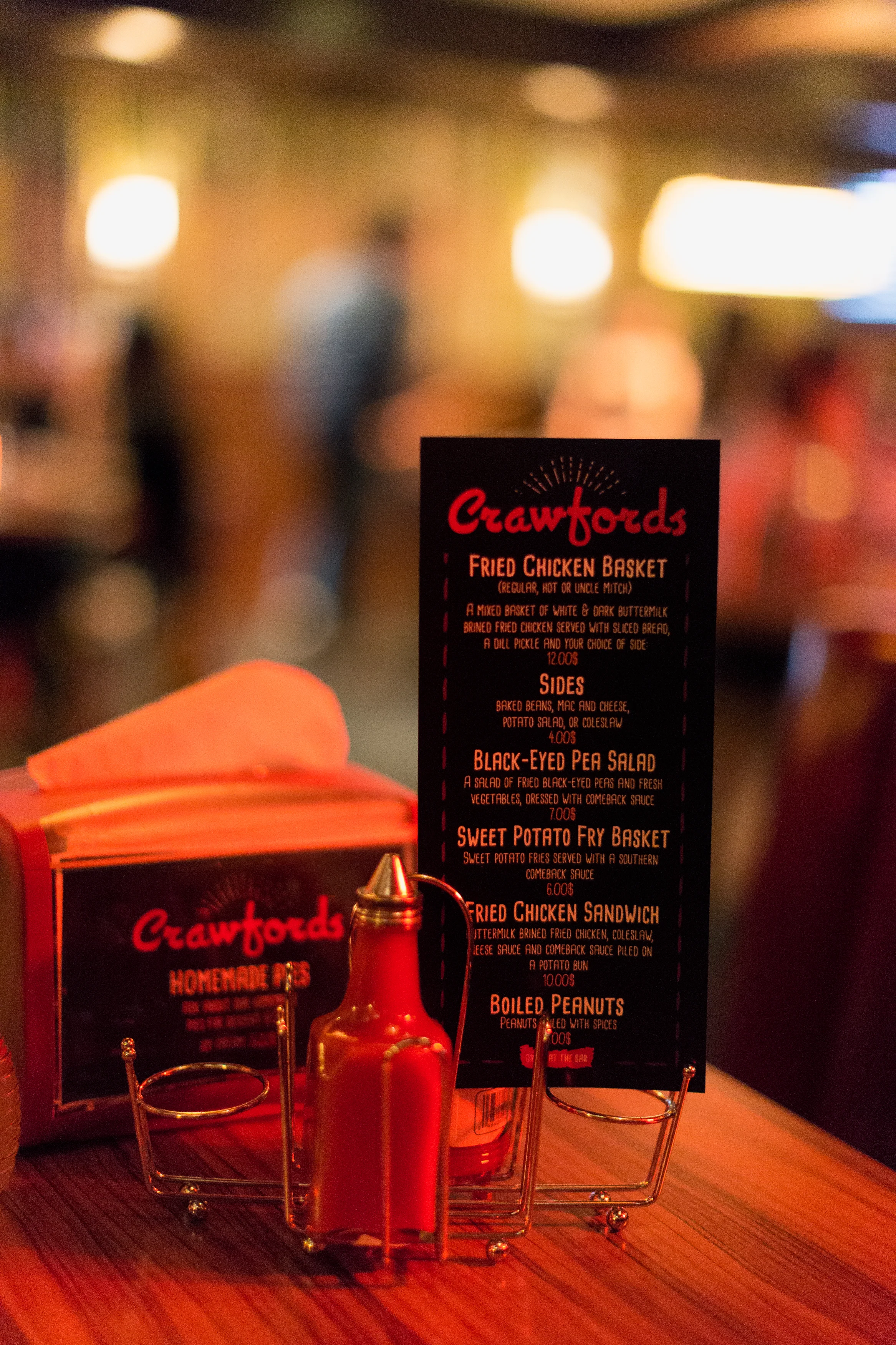 Table settings at Crawfords