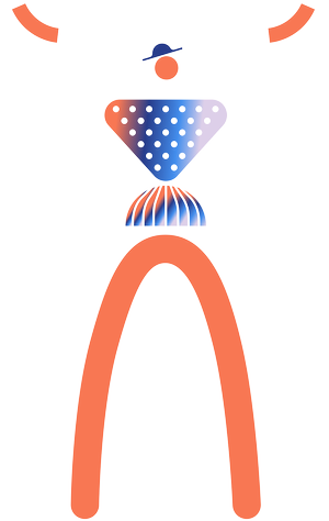 Drawing of person with hands in the air