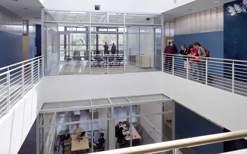   Jerry Yang and Akiko Yamazaki Environment and Energy Building    Client:  Stanford School of Engineering   Services:  space planning, furnishings selections, custom furniture design   SF:  170,000   Architect:  BORA   Photography:  Tim Griffith 