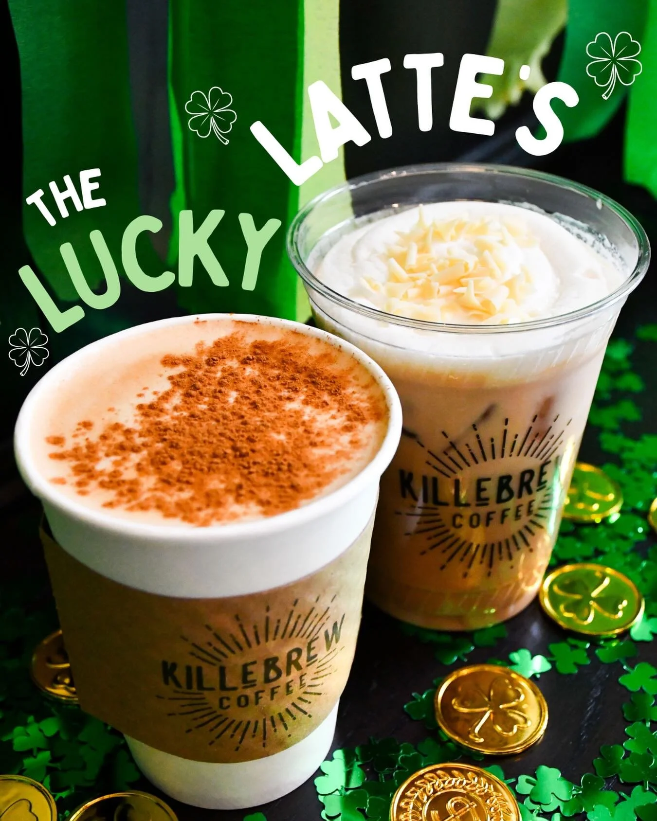 Our lucky latte&rsquo;s are ready for you to try!!🍀☕️

🌈Dead Ports Society: Butterscotch dirty chai topped with cinnamon
🌈The Godfather: Pistachio cannoli latte with whipped cream &amp; white chocolate curls
