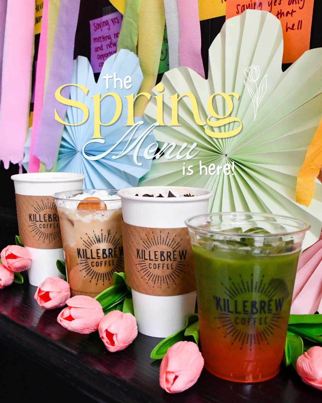 To sip, or not to sip&hellip; yeah, that&rsquo;s not a question 🎭🌷Killebrew April Specials have arrived:

🌷  April&rsquo;s Youth: elderflower strawberry matcha lemonade with glitter

🍌 Fortune&rsquo;s Fool: banana wafer latte with vanilla cold fo