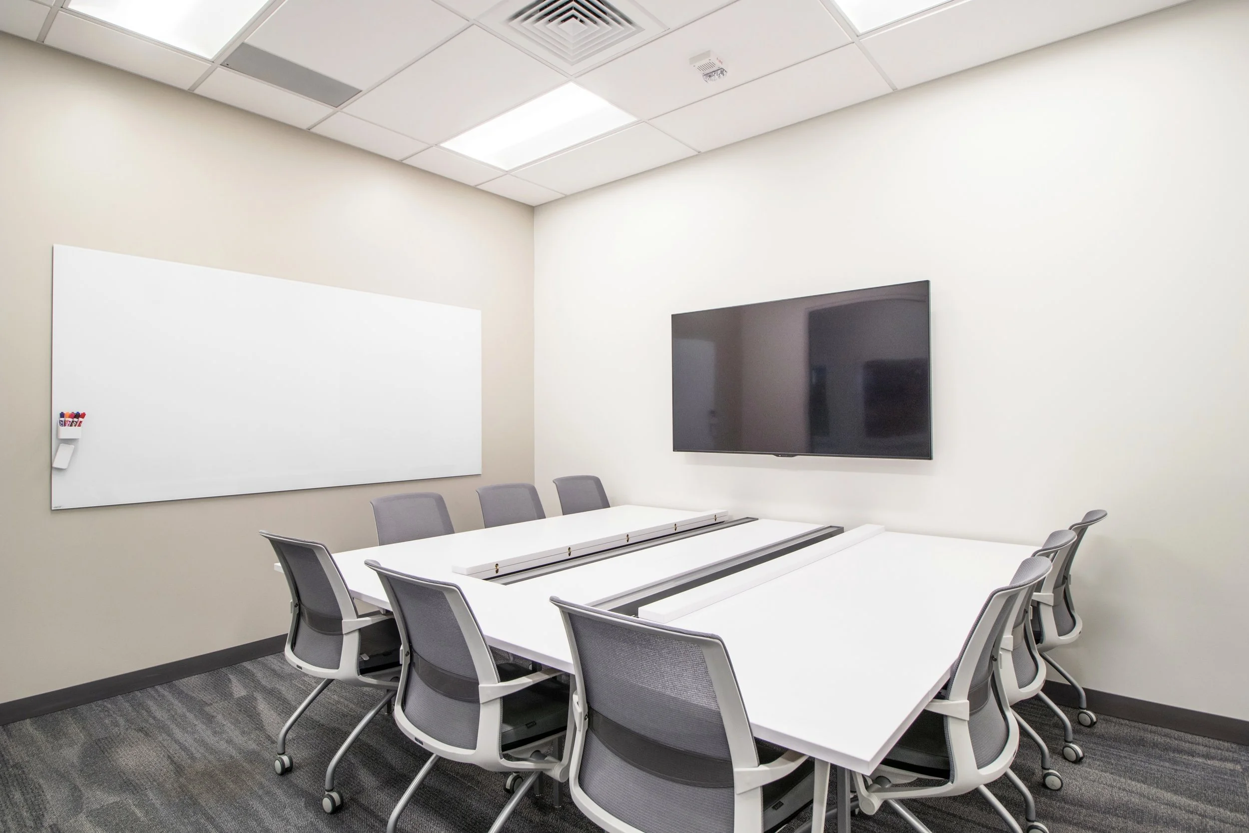Group Study - 9 rooms each set up with large screen monitor, apple tv designed for a student to faculty ratio of 8:1. Table and chairs