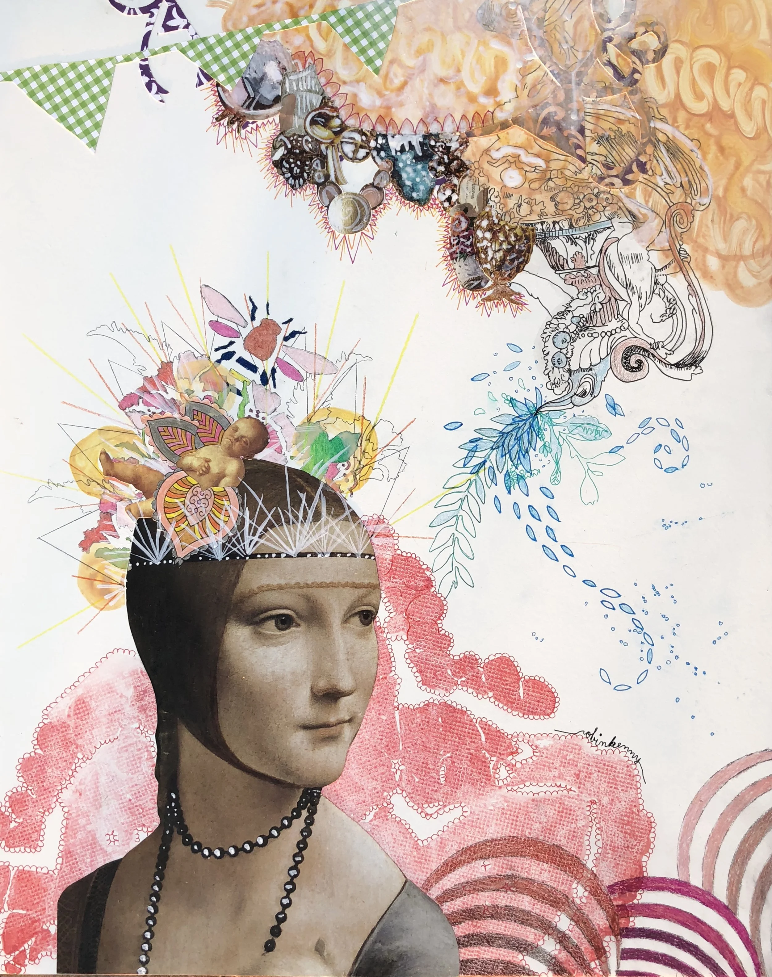 Proud Crown, mixed media on panel, 16 x 20"