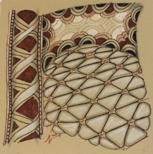 Tan Tile, Renaissance, Zentangle, Doodle, Drawing