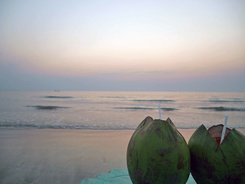  The pop up cafes along Ngwesaung beach, where young coconut juice costs just $2 USD.&nbsp; 