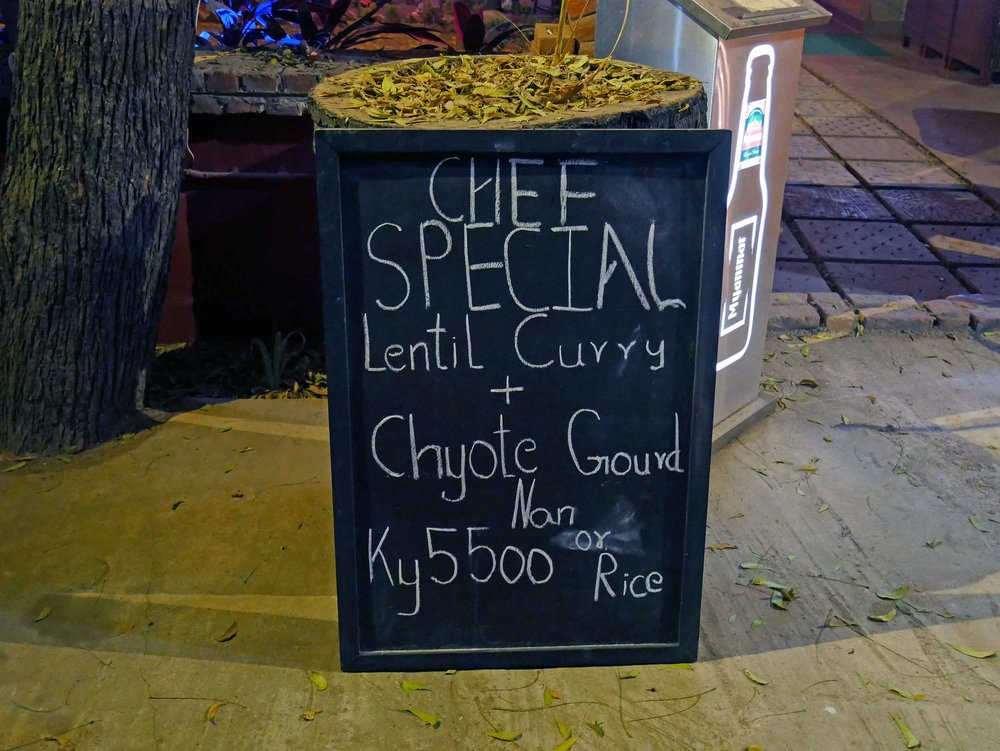  We had to try the nightly Chef's Special, especially at the very affordable price of 5,500 Kyat or 4USD. &nbsp; 
