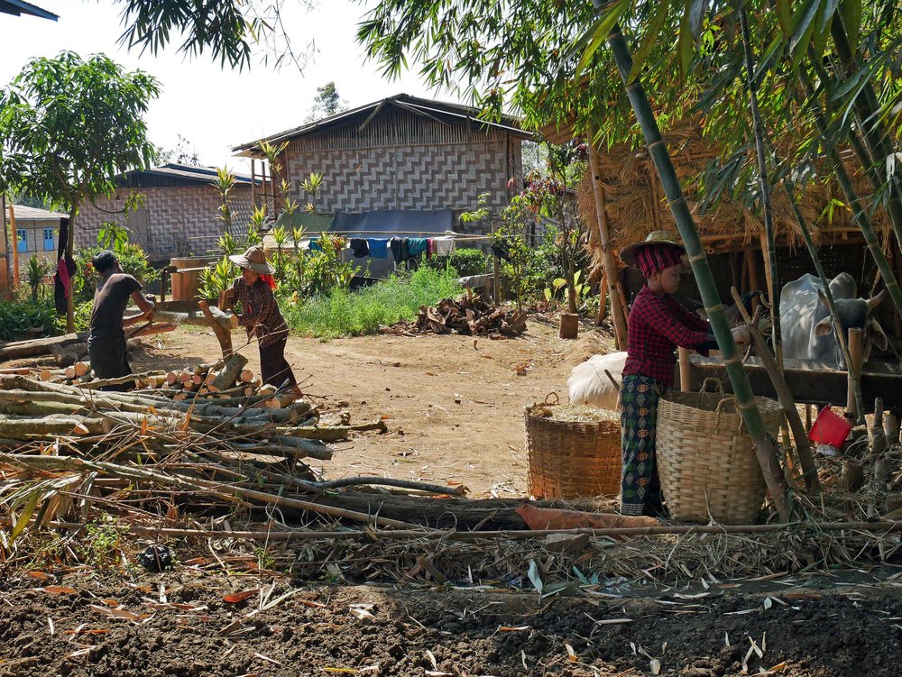  Work in the villages ranges from working in the fields to weaving bamboo for housing or baskets to cutting firewood for cooking and warmth (Feb 20).&nbsp; 