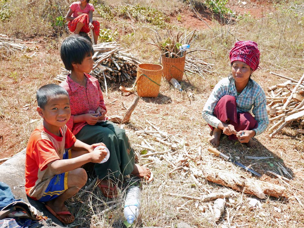  Near the end of our walk, we spotted this family working together to collect and chop firewood (Feb 21). 