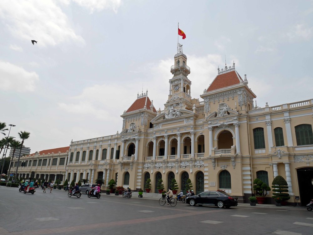  We took a short walk to the Ho Chi Minh City Hall, where a statue of the man himself stands proudly in front.&nbsp; 