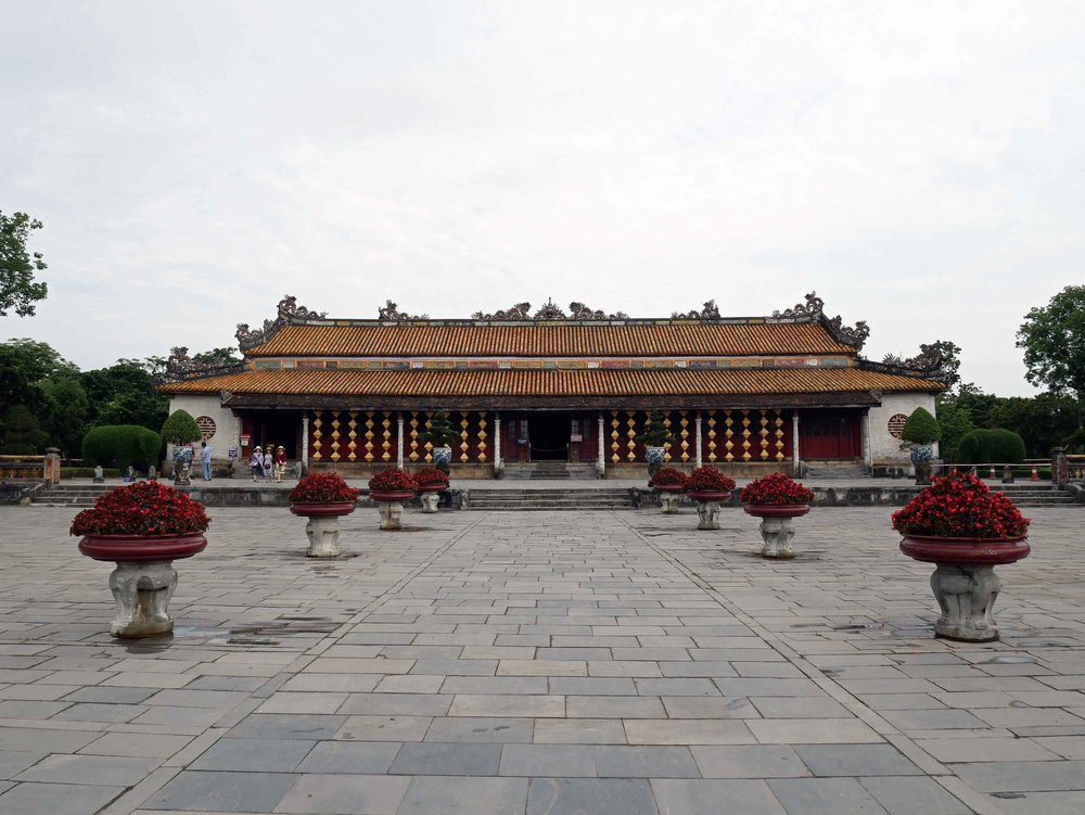  Once entering the main gate, we came upon Dien Thai Hoa, or Throne Palace, where the former dynasty would take meetings.&nbsp; 
