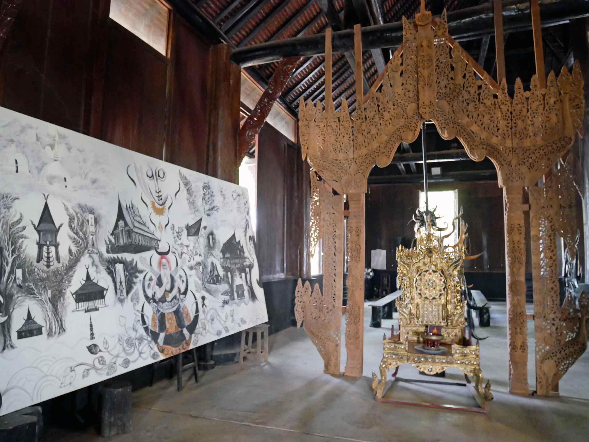  The interior of the main building, featuring many ornate objects, including chairs, tables and mirrors.&nbsp; 