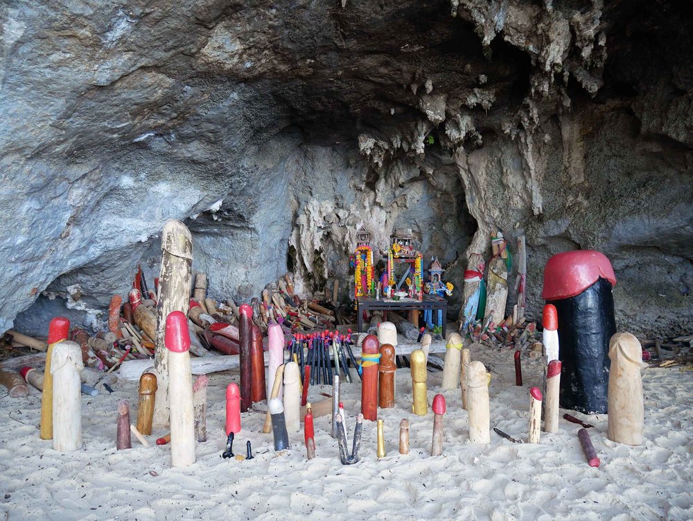  Phra Nang cave, otherwise known as Princess Cave, is full of phallic offerings to the resident goddess-spirit.&nbsp; 