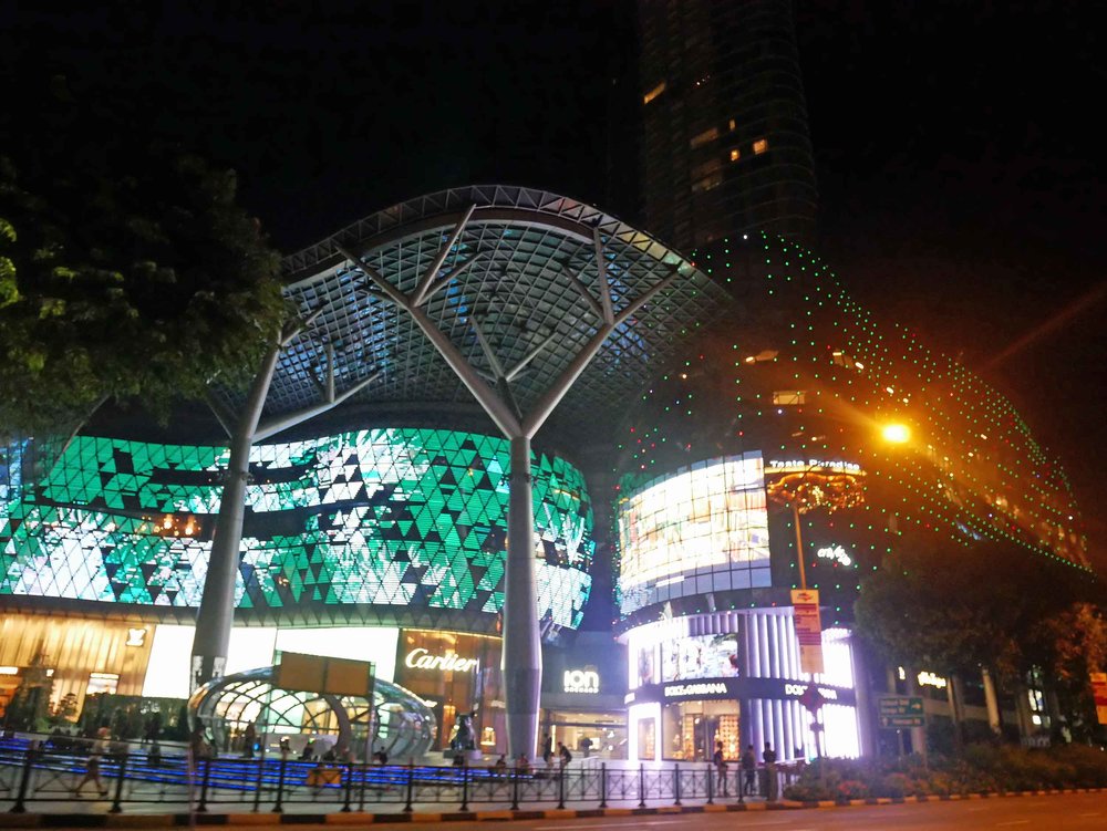  Singapore transforms at night, as displayed in the vibrant, bright lights of ION Orchard.&nbsp; 