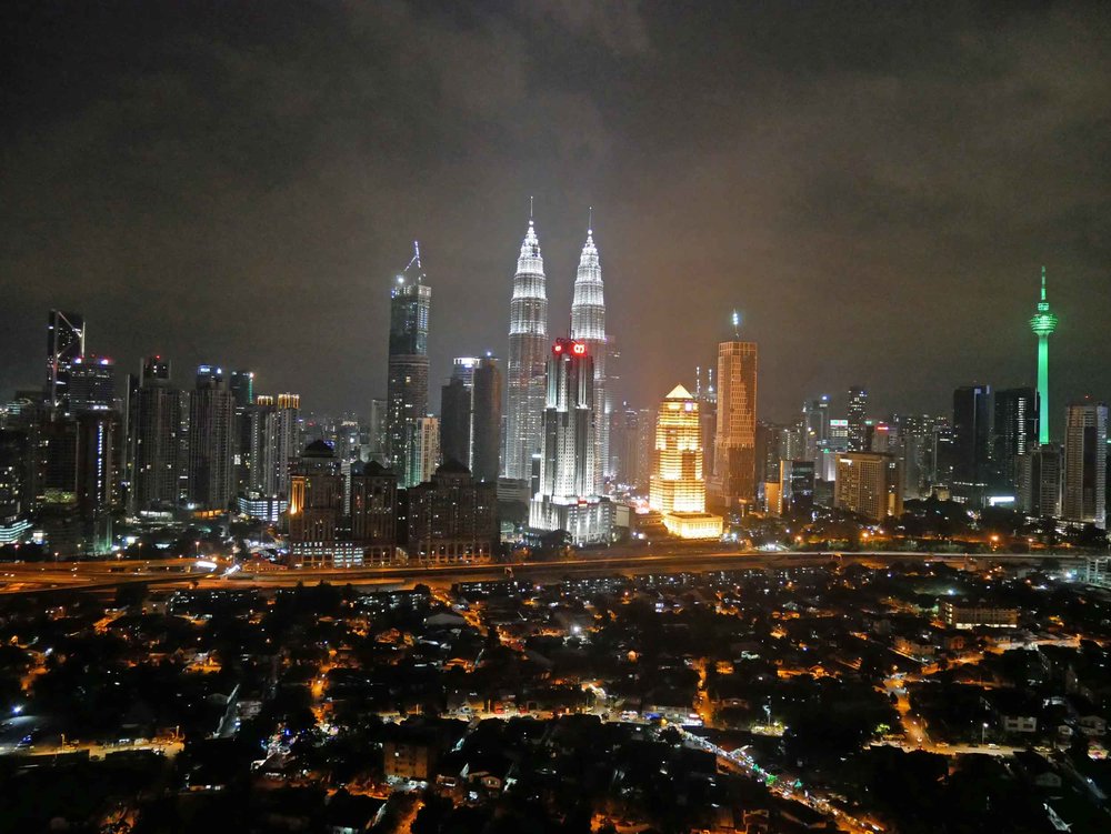  The magnificent, radiant view of Kuala Lumpur from our friend Chris's rooftop terrace.&nbsp; 