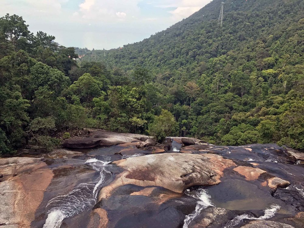  View from the top: Seven Wells is named after the small pools that gather in the limestone formations just before the drop.&nbsp; 