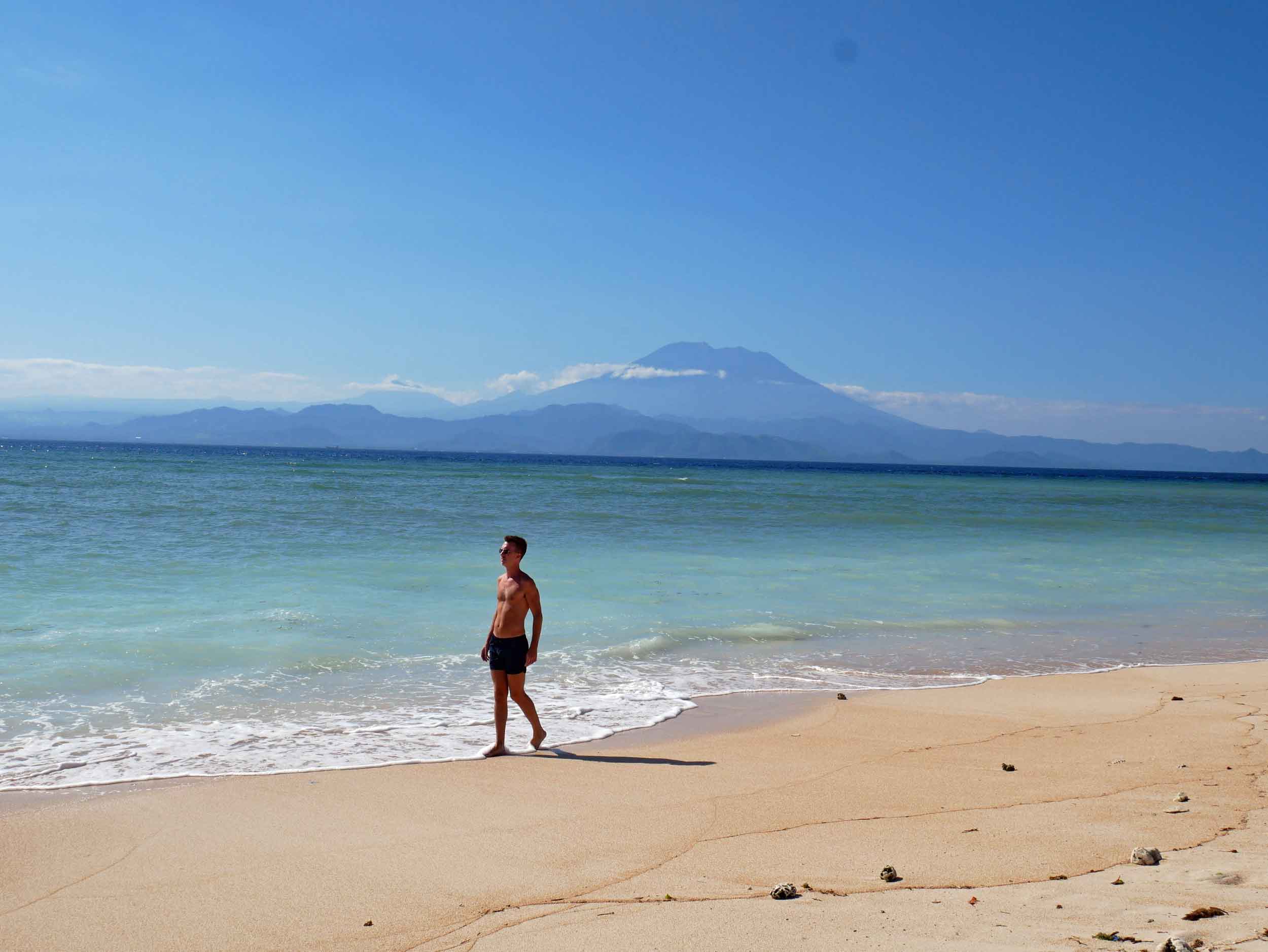  Long and narrow Pemedal Beach also offers a magnificent view of Mount Agung. 