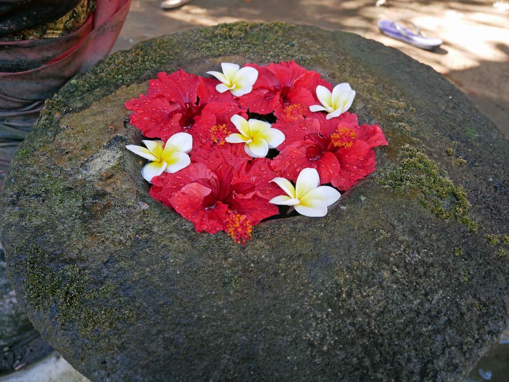  Fresh tropical flowers from the Meditasi property were placed throughout the hotel and its private shrine. 