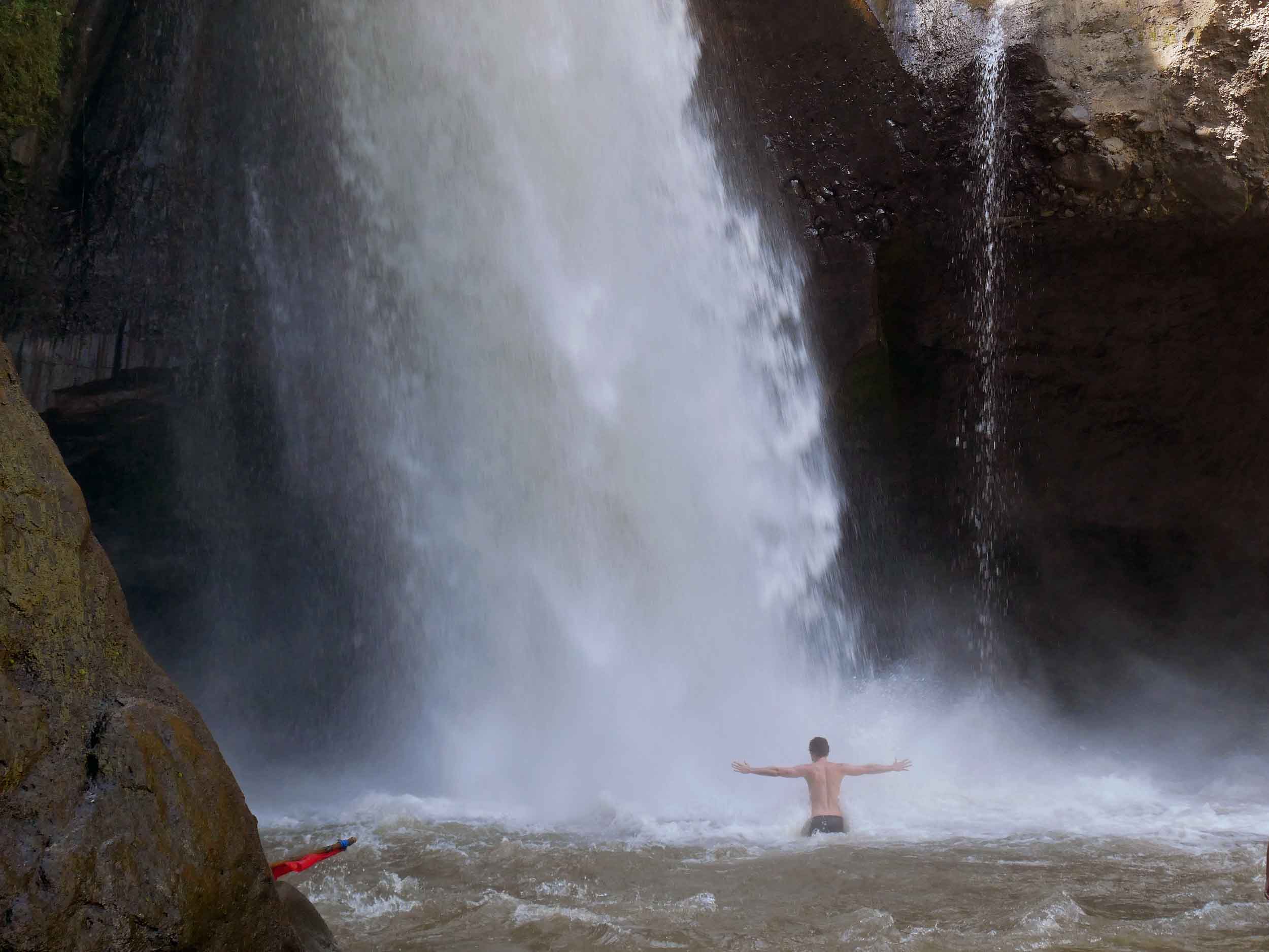  David, always the water sign, wasted no time as he dove into the powerful falls.&nbsp; 