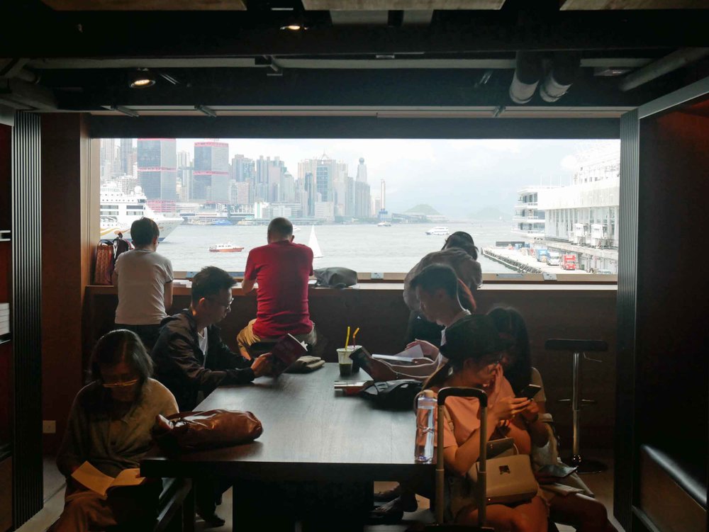  Throughout the multi-level bookstore, there are many places to sit and enjoy a book or periodical with commanding views of Hong Kong Island.&nbsp; 