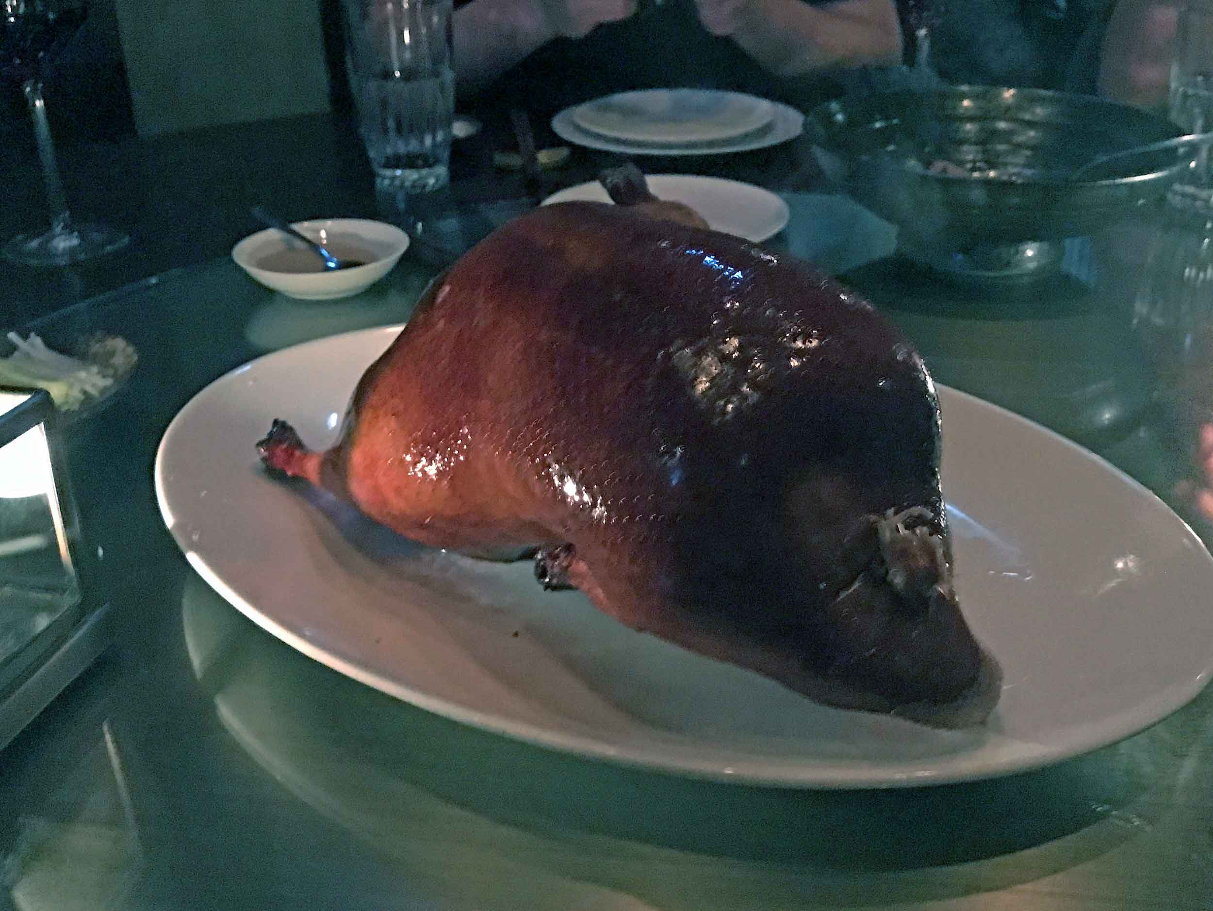 The meal's pièce de résistance was definitely the whole roast goose. 