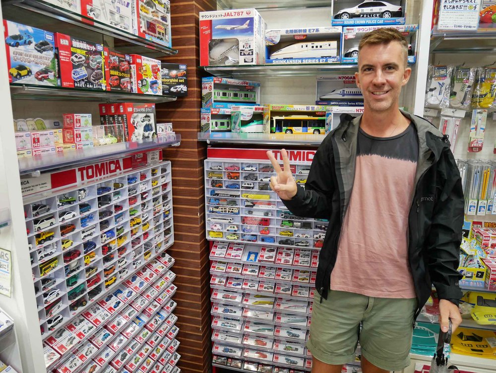  Trey geeks out over all the matchbox cars at giant Kiddy Land toy store.&nbsp; 