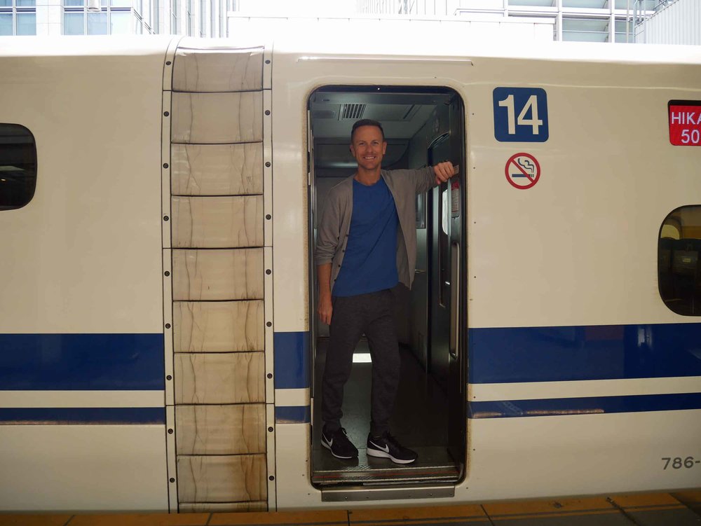  All aboard! Martin is ready for his first bullet train ride from Tokyo to Kyoto (June 15). 