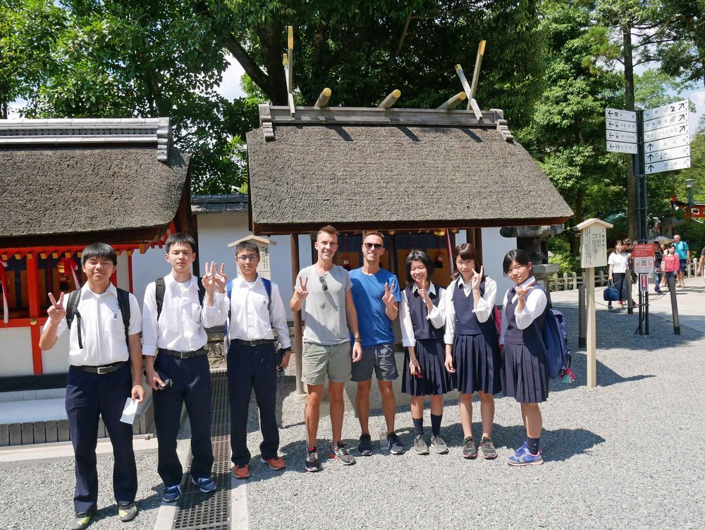  Japanese school children stopped us to practice their English and we couldn't resist a photo!&nbsp; 