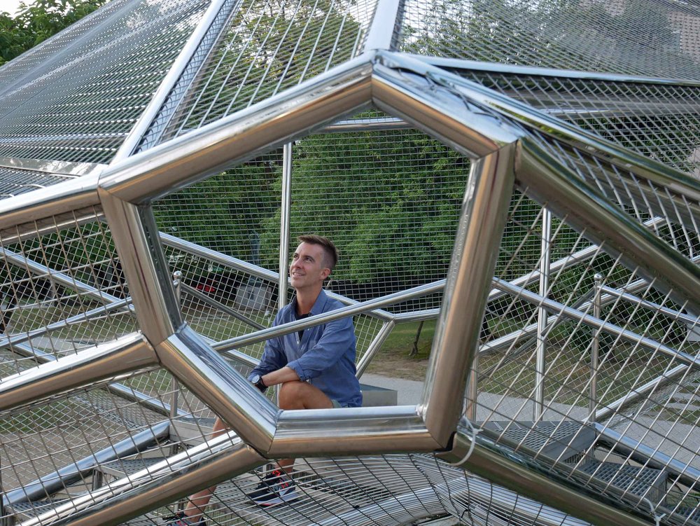  Trey's trapped in an exhibit at the Kanazawa Modern Art Museum. 