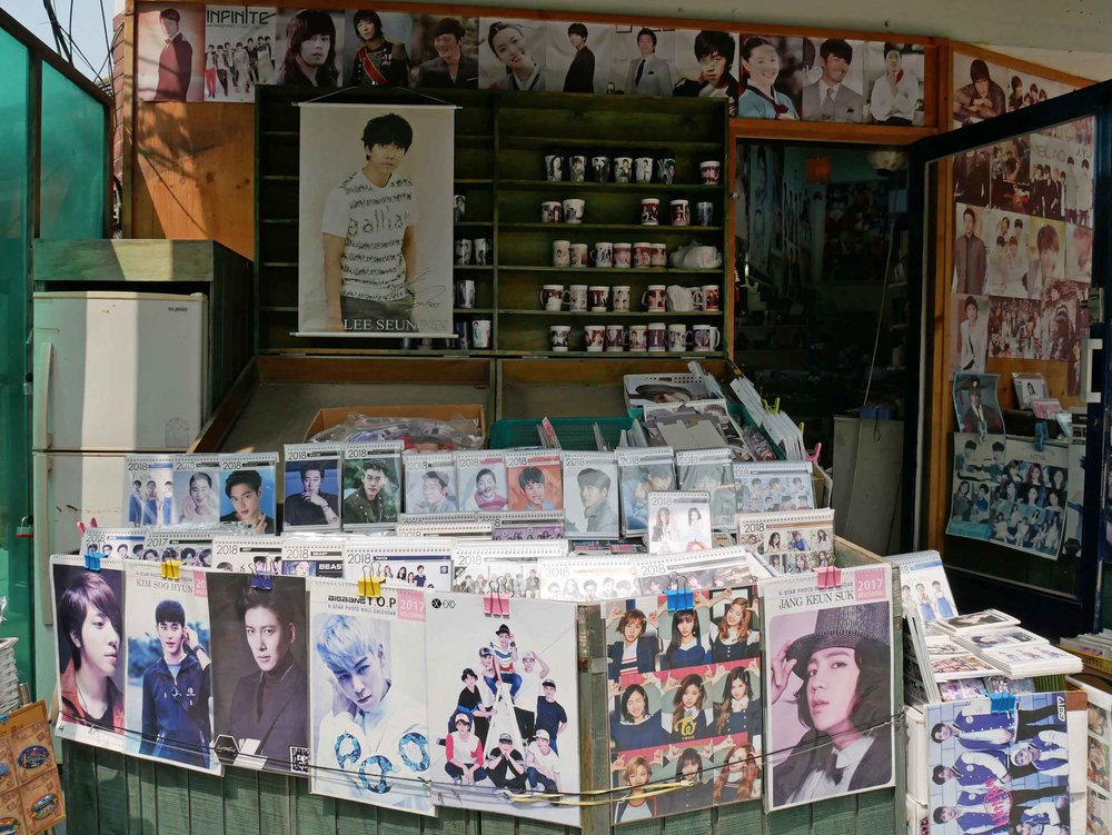  K-Pop, or Korean pop music, is an obsession here, especially boy bands as this little shop demonstrates.&nbsp; 