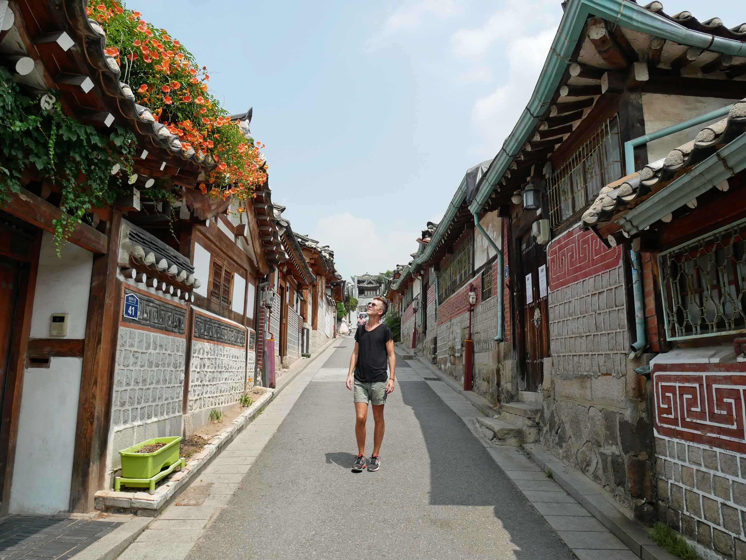  Our first morning in Seoul, we headed for Bukchon Hanok, the historic village of preserved Korean homes (June 29).&nbsp; 