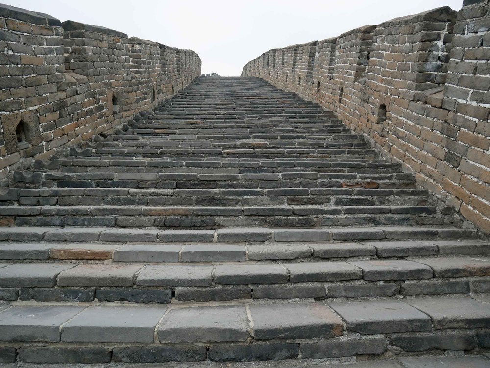  The ancient steps that lead up the many inclines and descents of the Wall. 
