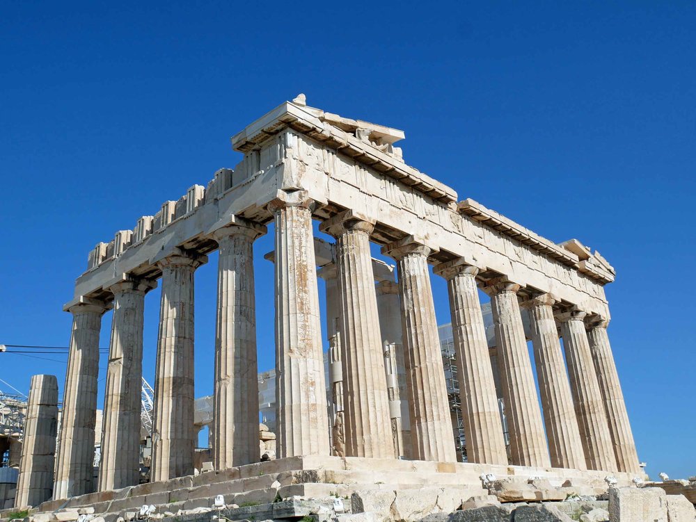  Work began on the Parthenon in 447 BC to replace an existing temple which was destroyed by the Persians in 480 BC. &nbsp;The work began under the orders of Pericles to show the wealth and exuberance of Athenian power. 