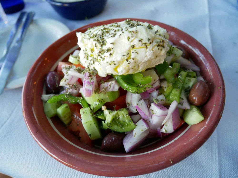  Greek salad with a local Sifnos cheese which is made from goat or sheep milk - a delicious local take on feta! 