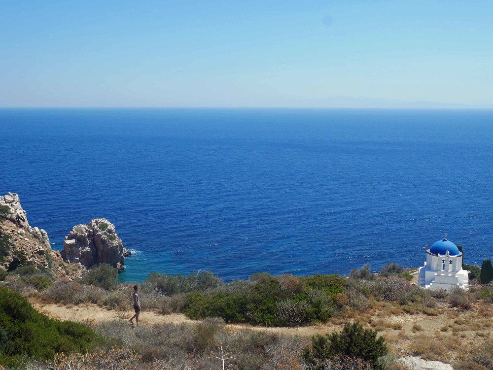  Walking to Panagia Poulati, we couldn't help but marvel at the church's blue and white. 