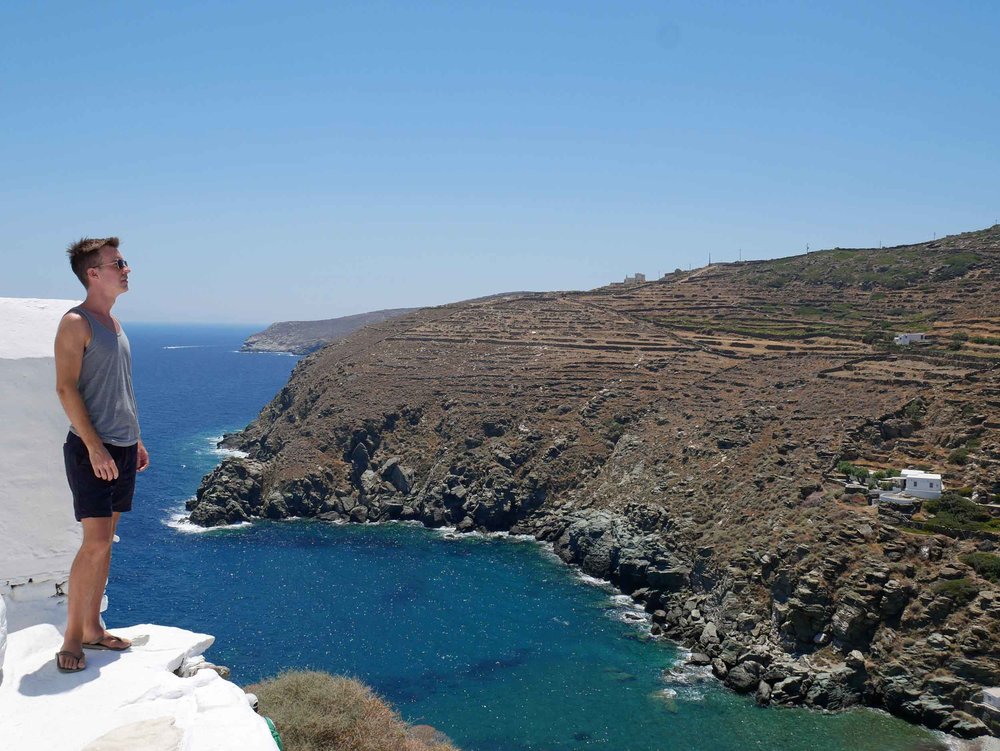  Trey taking in the view from Kastro out to sea. 