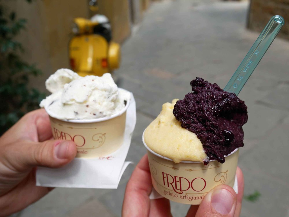  After lunch in Pienza, we treated ourselves with a stop by the local gelateria.&nbsp; 