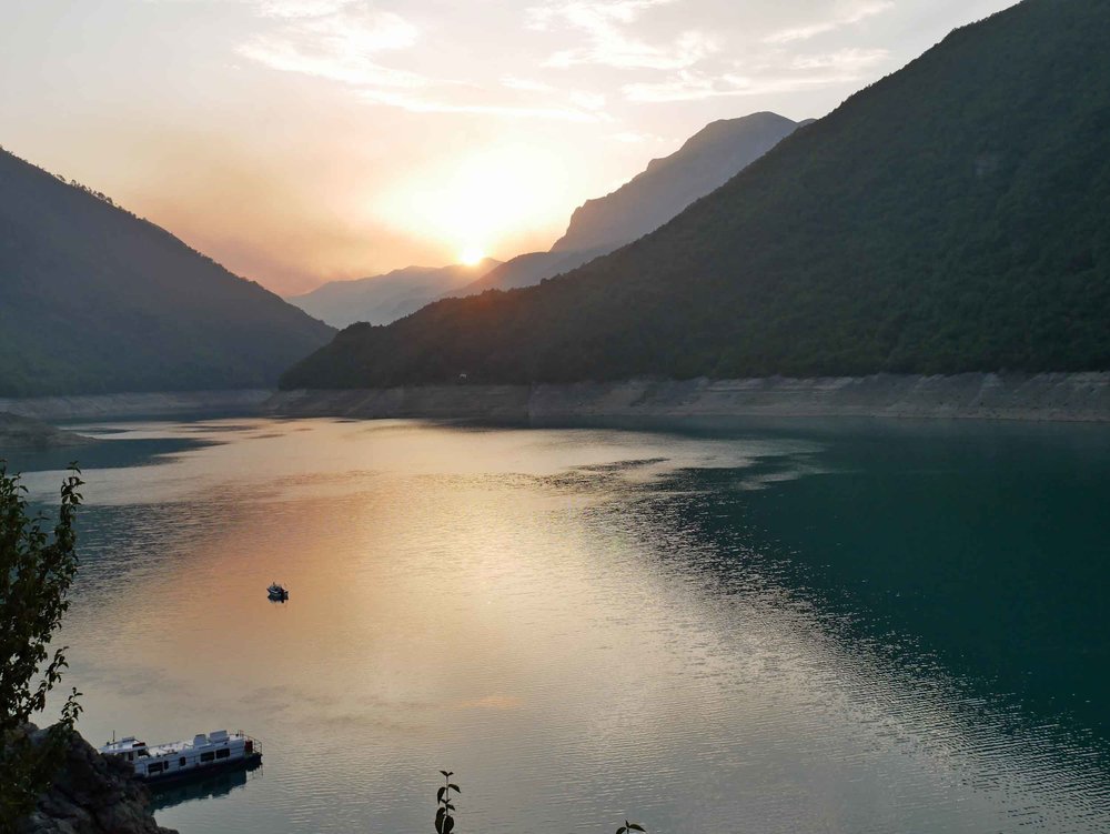  A local getaway from the extreme heat, Lake Piva was busy with activity during the day but calmed as the sun fell behind the hills.&nbsp; 