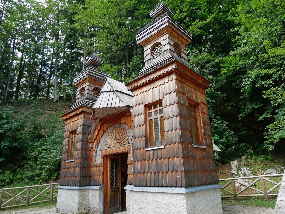  We drove toward Vršič Pass on what is now known as the "Russian Road" for the one-time POWs who helped build it along with small Orthodox chapels.&nbsp; 