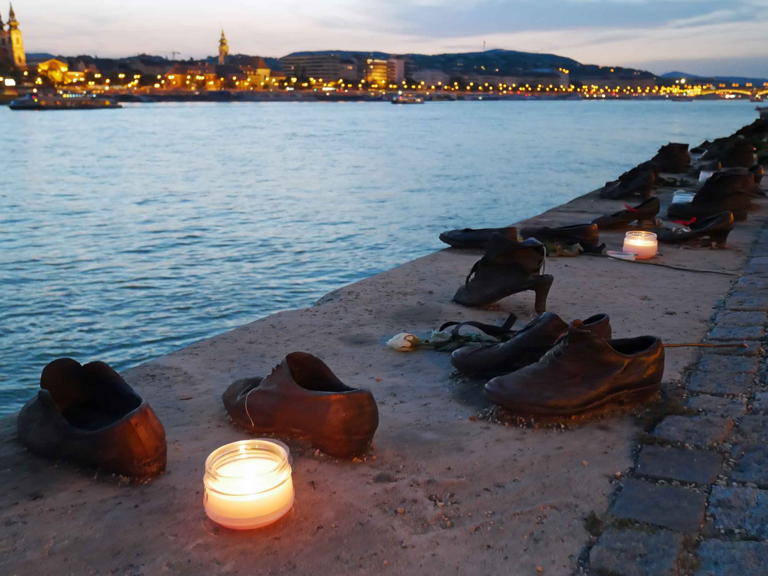  Strolling the Danube, we passed "Shoes on the Danube Bank," a memorial to the horrific events of the mid-1940s when Jewish people were ordered to remove their shoes before being shot and falling into the river.&nbsp; 